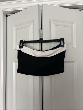 Black and White Strapless Bandeau Top